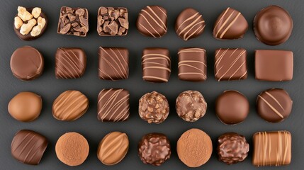 Assorted Chocolates on Dark Background