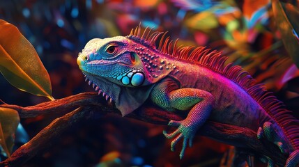 Obraz premium close-up colourful iguana