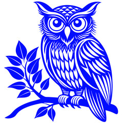 high quality editable  bold design of an owl perched on a tree branch Vector Design and illustration
