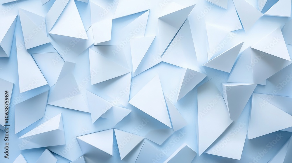 Poster abstract gradient design featuring a dynamic array of blue geometric shapes and lines, conveying a s