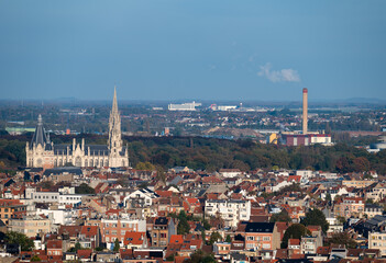 Obraz premium High angle panorama over the Our Lady of Laeken church in Brussels Capital Region, Belgium, OCT 24, 2024