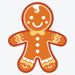 Obraz premium Christmas Day, Gingerbread Glow silhouette white background illustration, Generative Ai,