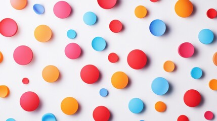 Fototapeta premium Colorful abstract pattern featuring vibrant pink, blue, and yellow circles on a light background.