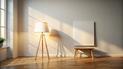 Minimalist Blank Canvas on a White Wall with Natural Light, High Depth of Field, Modern Aesthetic, Perfect for Home Decor, Art Display, and Creative Inspiration