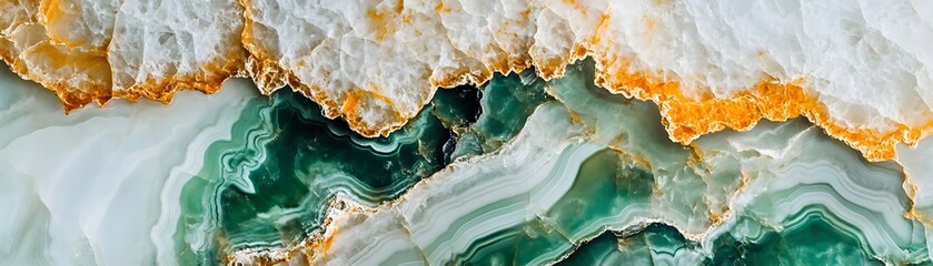 Obraz premium Close-up of Green, White, and Orange Onyx Stone
