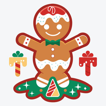 gingerbread man christmas ornament style clip art preview