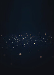 vector of digital constellation with conncected dots and lines glowing on dark gradient background