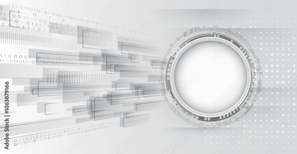 Aufkleber High computer technology design. Modern science vector presentation. Abstract circles and lines futuristic concept. Data transfer and protection, internet communication on a grey background.
