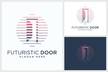 Futuristic Door Design Inspiration. Futuristic Door Vector Logo Design Template, Futuristic Door Logo Design Vector Illustration