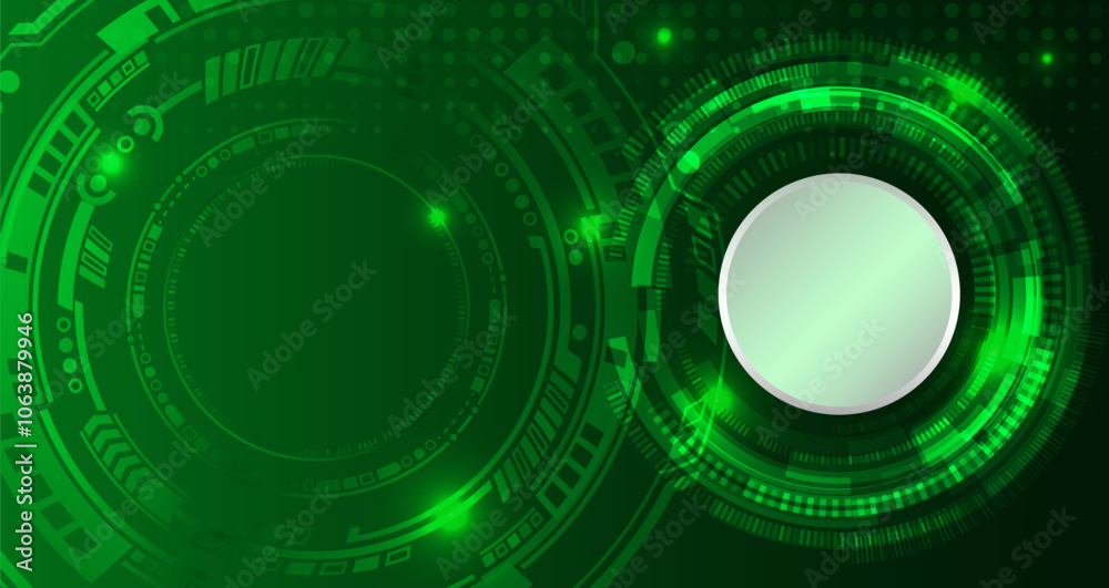 Aufkleber Data transfer and protection, internet communication on a green background. High computer technology design. Modern science vector presentation. Abstract circles, futuristic concept.