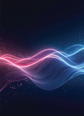 vector of glowing waves with purple and pink flowing curved lines and stars with bokeh lights on it