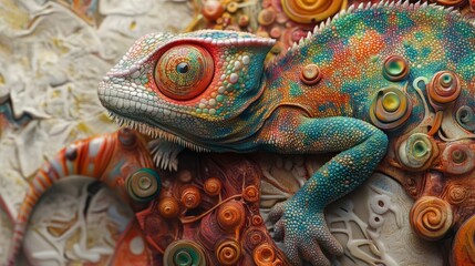 Chameleon Shifting Between Abstract Textures

