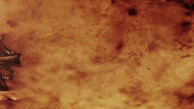 Christian Religion Symbol Cross on an Old Brown Paper Papirus