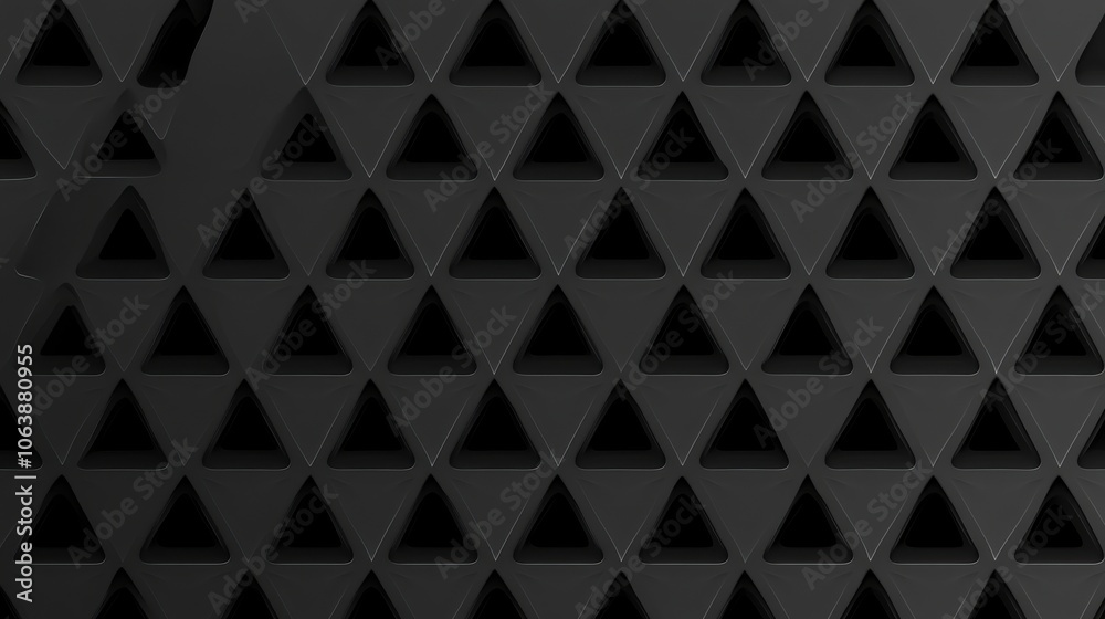 Poster a modern black geometric abstract design featuring sharp angles and intricate patterns.
