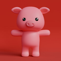 12 Chinese Zodiac Sign, Animals 3D Rendered, Year of the Pig