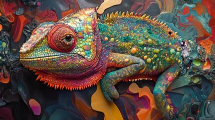Chameleon Shifting Between Abstract Textures


