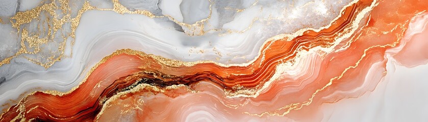 Obraz premium Abstract Gold and Orange Swirls with White Background