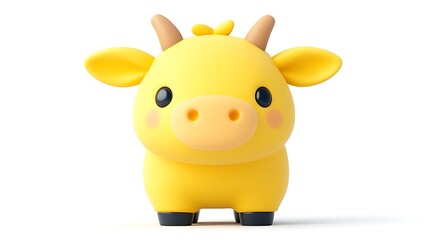 Naklejka premium Cute Yellow Fat Goat in 3D Isolated Background