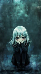 Obraz premium Anime Manga Illustration of a Broken Heart: Emotional Art