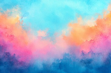Obraz premium Vibrant watercolor abstract background featuring soft hues of blue, pink, and orange, perfect for artistic designs and projects.