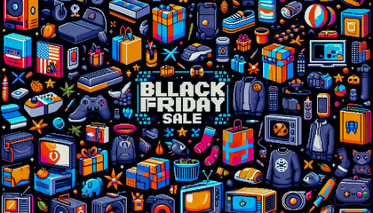 Obraz premium black friday pixel art pattern