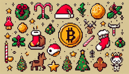 bitcoin  pixel art pattern