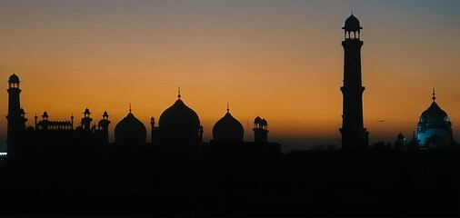 mosque at sunset