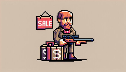 pixel art illustration of sales 