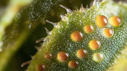 Close-Up Nature Shot of Dew on Leaf