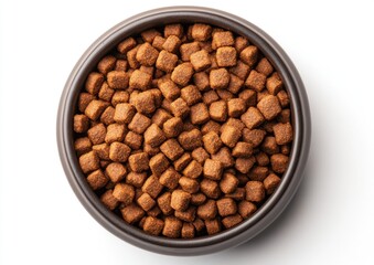 Dog Food in Bowl on White Background