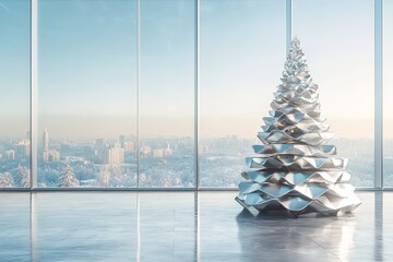 Aluminum Christmas tree with unique design and decorative holiday elements