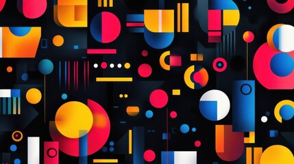 A vibrant abstract artwork featuring bold colors and dynamic shapes, creating an energetic and modern visual experience.