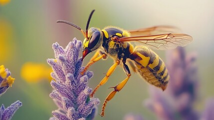 Vibrant Macro Shot of Insect on Lavender Flower