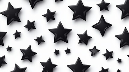 Fototapeta premium A dynamic pattern of black and silver stars on a white background, creating a striking visual contrast.