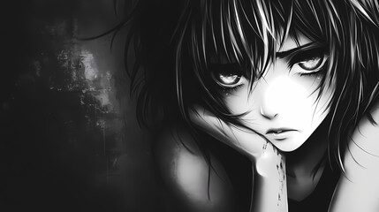 Anime Manga Illustration of a Broken Heart: Emotional Art