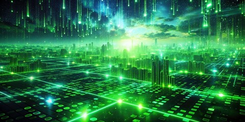 Obraz premium Stunning Drone Photography of a Binary Code Background Loop Animation for Tech and Digital Art Enthusiasts