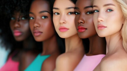 Obraz premium Diverse Beauty Shines Celebrating Unique Features of Women