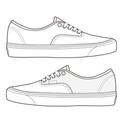 Classic Lace Up Sneaker Side View Technical Drawing
