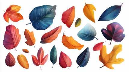 Obraz premium A vibrant collection of falling orange leaves, showcasing the beauty of autumn in a light, airy setting.
