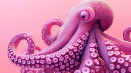 Pink Octopus on a Pink Background
