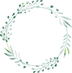 Watercolor Greenery Wreath Circle Frame