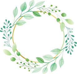 Elegant Watercolor Greenery Floral Wreath Frame