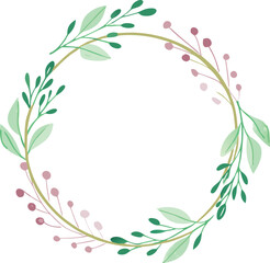 Elegant Watercolor Greenery Floral Wreath Frame