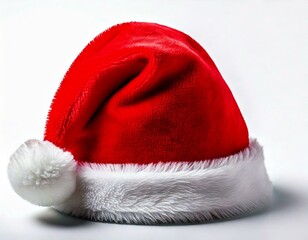 gorro rojo navide&ntilde;o de pap&aacute; Noel sobre fondo blanco