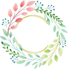 Elegant Watercolor Greenery Floral Wreath Frame