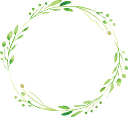 Watercolor Greenery Wreath Circle Frame
