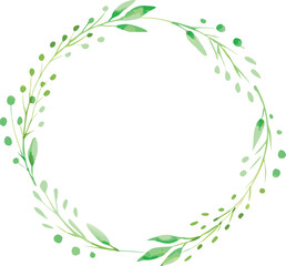 Obraz premium Watercolor Green Floral Wreath Frame