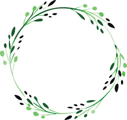 Obraz premium Green Floral Wreath Circle Border Design