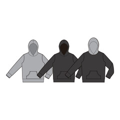 Essential Pullover Hoodie Design Template in Three Color Variations Vector

