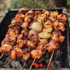 Chick'n skewers on a stick